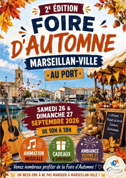 Affiche de la 2e édition de la Foire d'automne à Marseillan-Ville, au port